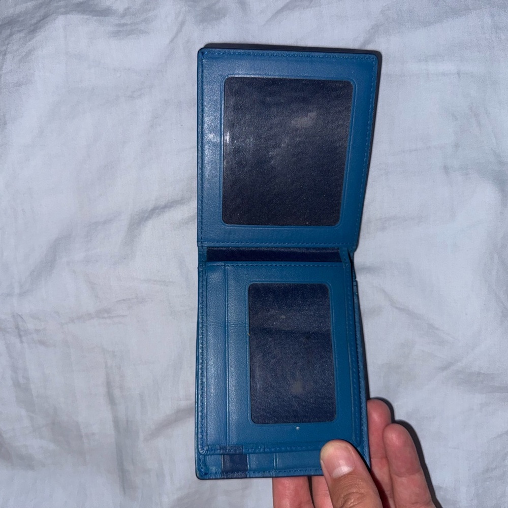 MCM Navy Embossed Leather Wallet - Picture 5 of 8